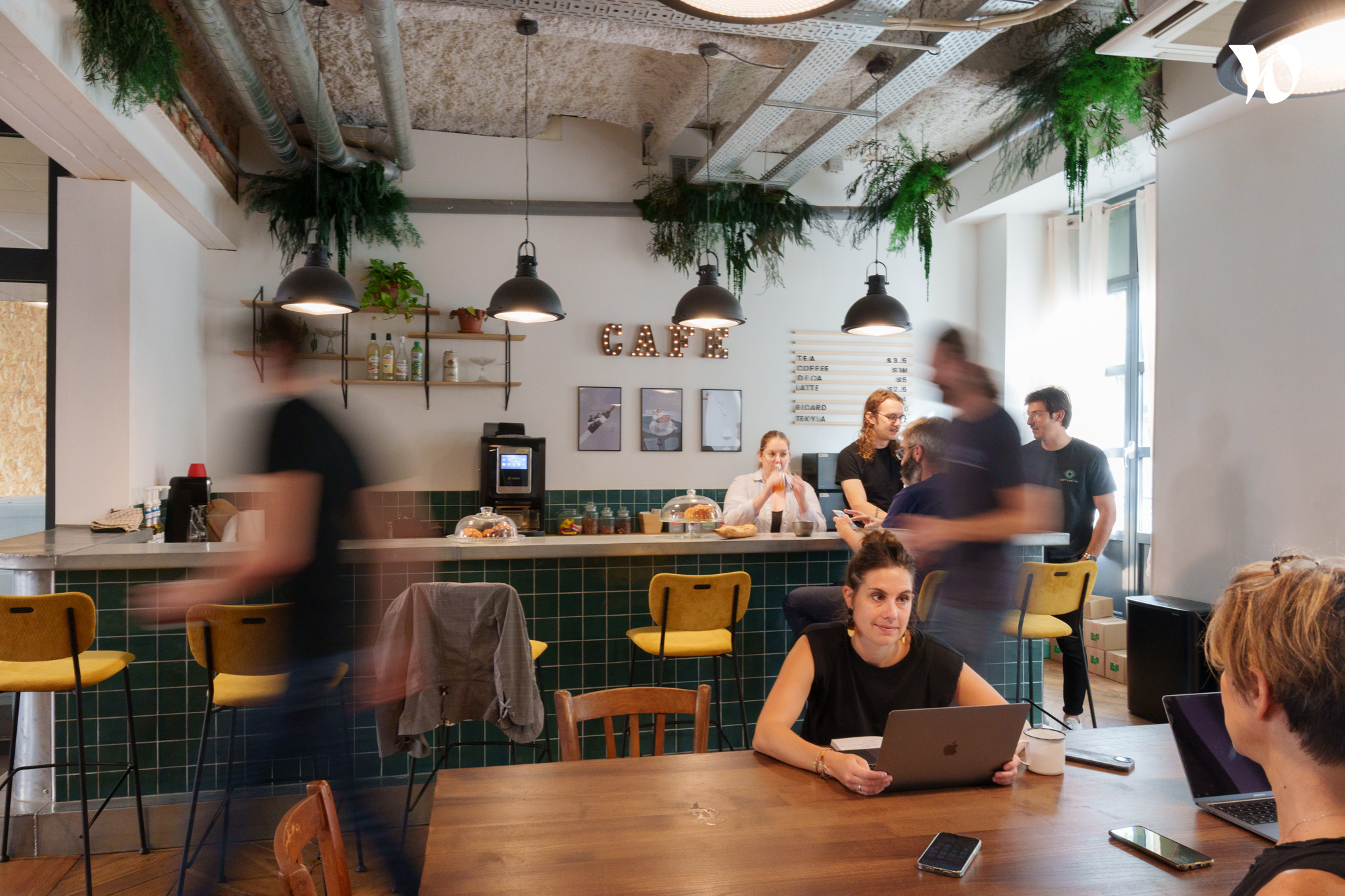 People working in a collaborative office space